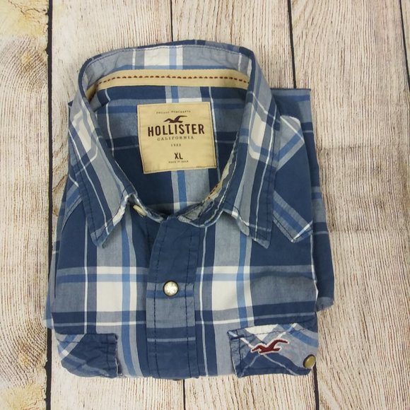HOLLISTER CO Western Styling Men's Blue Plaid - Picture 9 of 9